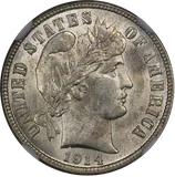 Barber Dime, obverse (1914)