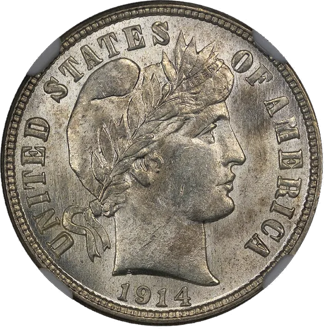 Barber Dime, obverse (1914)