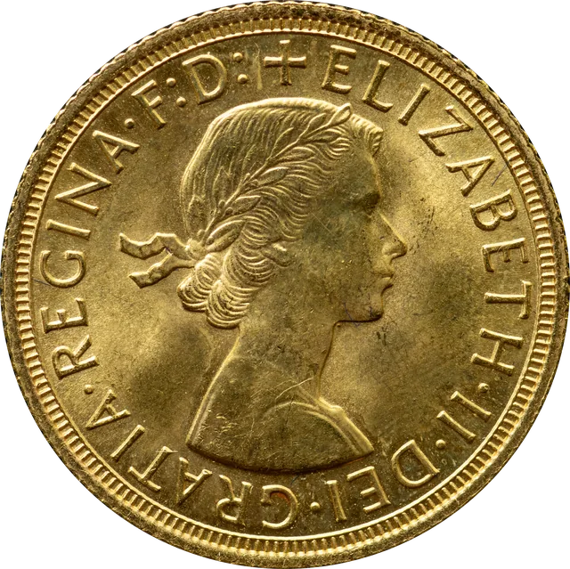 British Gold Sovereign, obverse (1963)