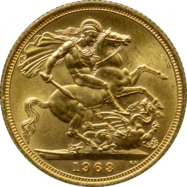 British Gold Sovereign, reverse (1963)