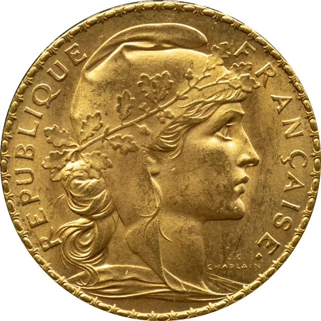 French 20 Francs Gold, obverse (1910)