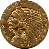 $5 Gold Half Eagle, obverse (1914-D)