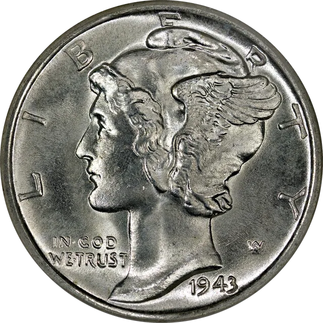Mercury Dime, obverse (1943-D)