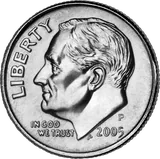 Roosevelt Dime (Silver), obverse (2005)