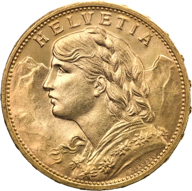 Swiss 20 Francs Gold (Vreneli), obverse