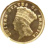 $3 Gold Piece, obverse (1854)
