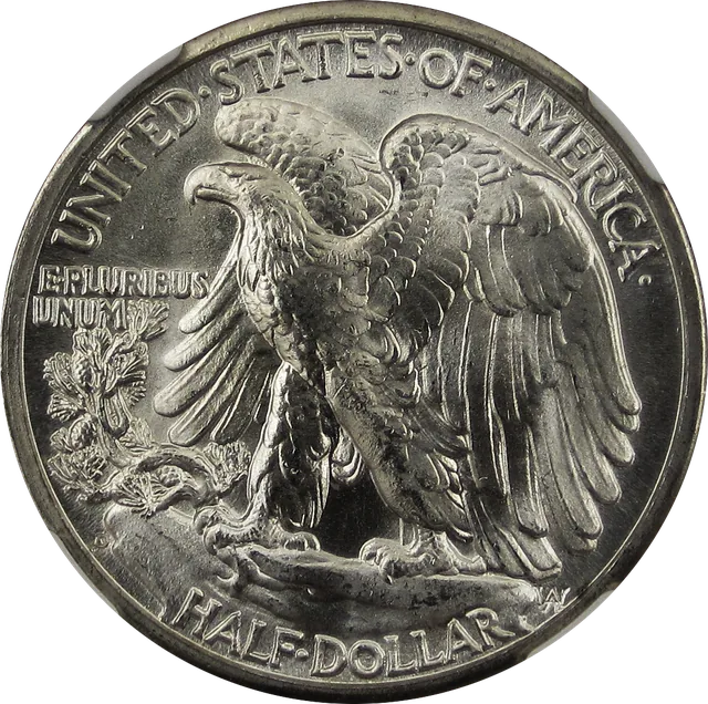 Walking Liberty Half Dollar, reverse (1945-D)