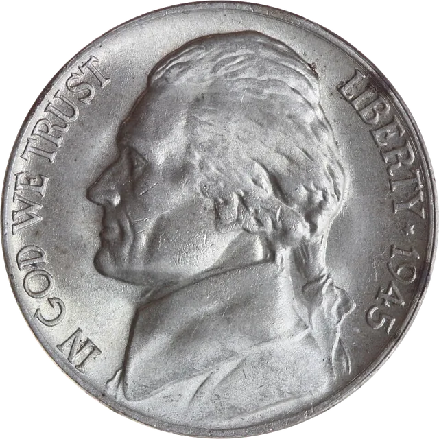 Silver War Nickel, obverse (1945-P)